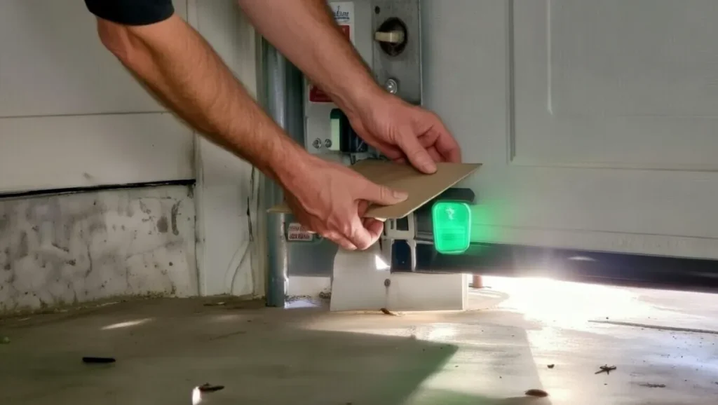 adjusting garage door safety sensor angle to avoid sunlight glare