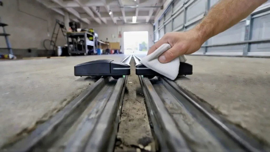 cleaning garage door sensor lens before alignment