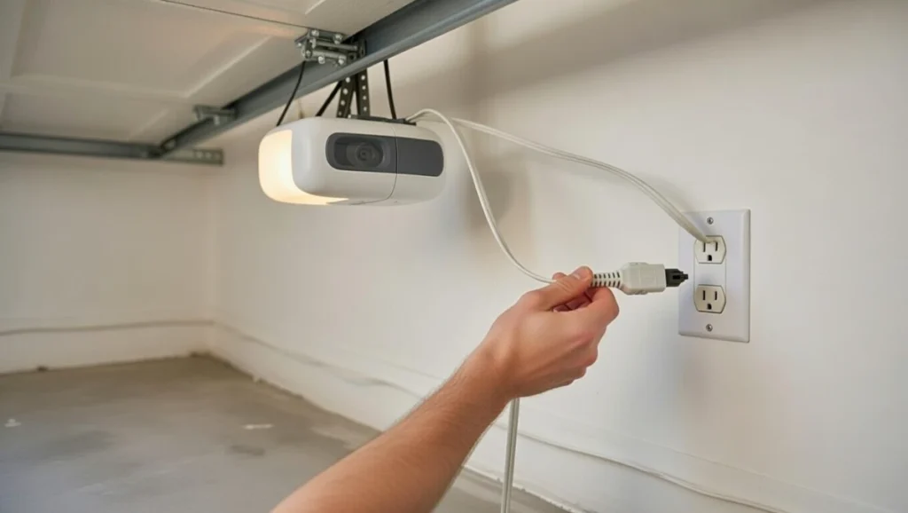 unplugging garage door opener to power cycle reset