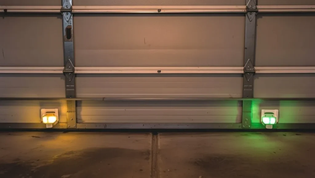 garage door safety sensor lights amber and green