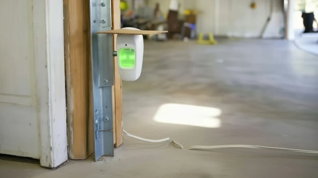 garage door safety sensor wire damage visual inspection