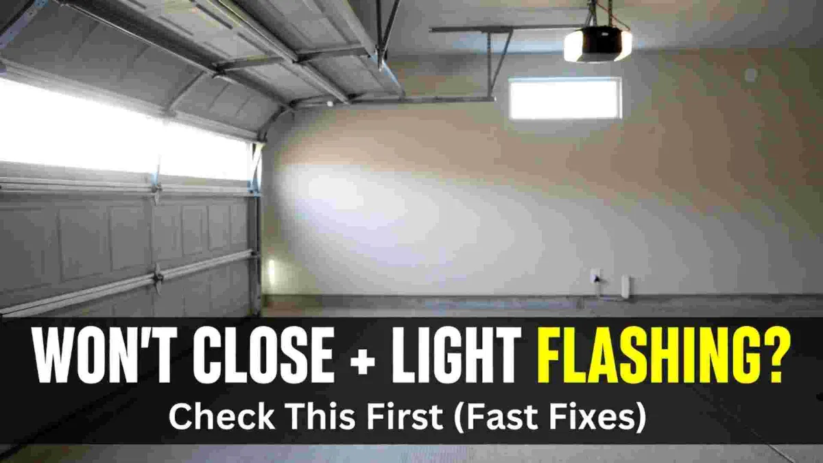 garage door won’t close opener light flashing