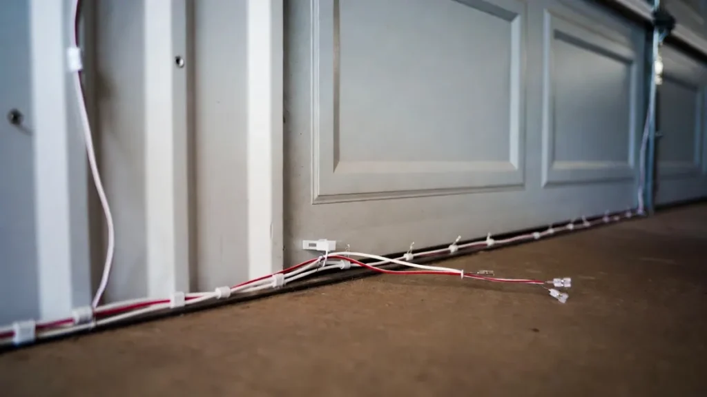  garage door sensor wire damage pinched stapled