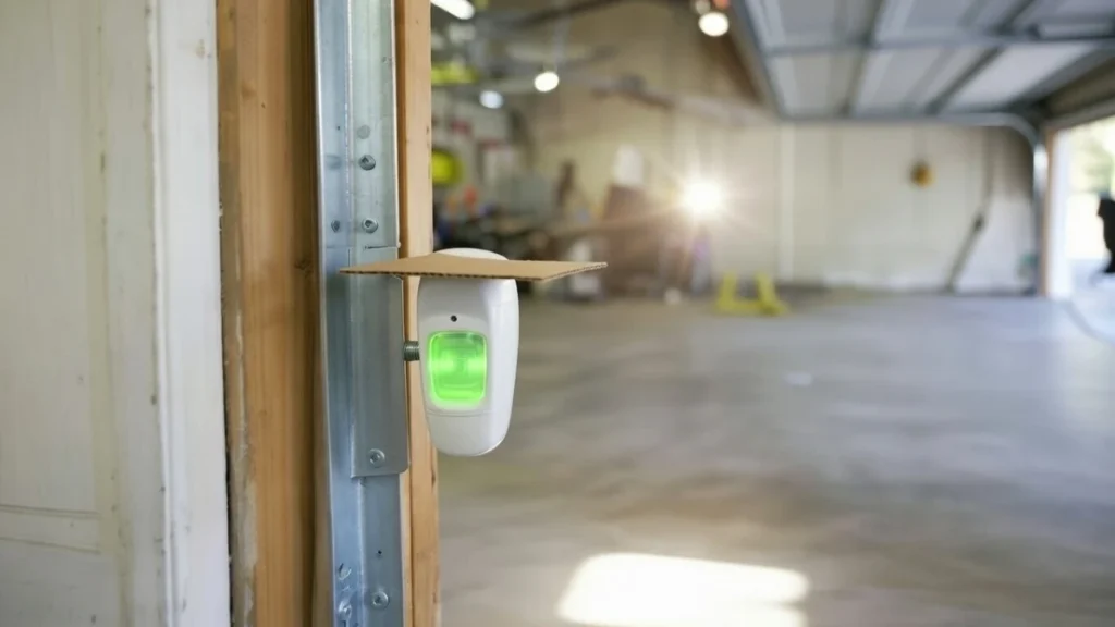 sunlight glare fix with visor on garage door safety sensor