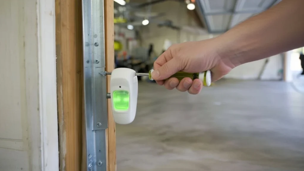 tightening garage door safety sensor bracket to prevent blinking green