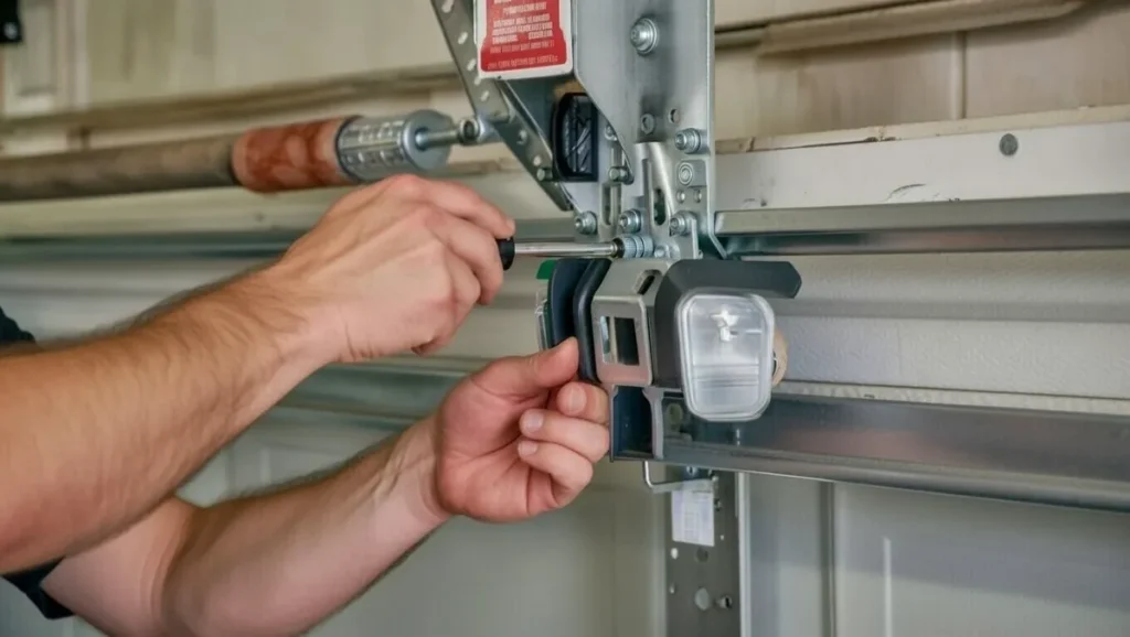  tightening garage door sensor bracket to prevent flickering in sunlight
