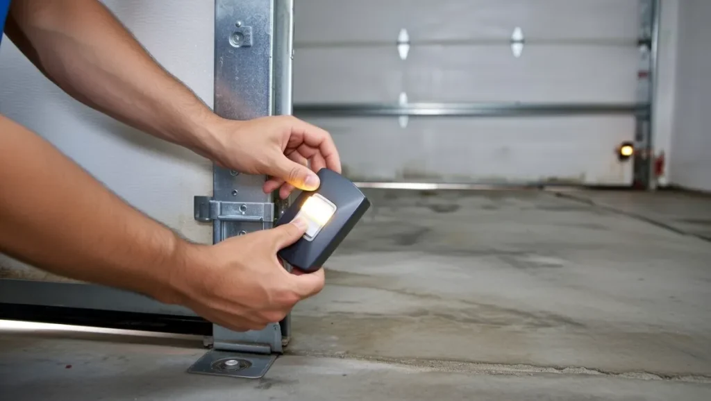 aligning garage door safety sensor to prevent door from reopening