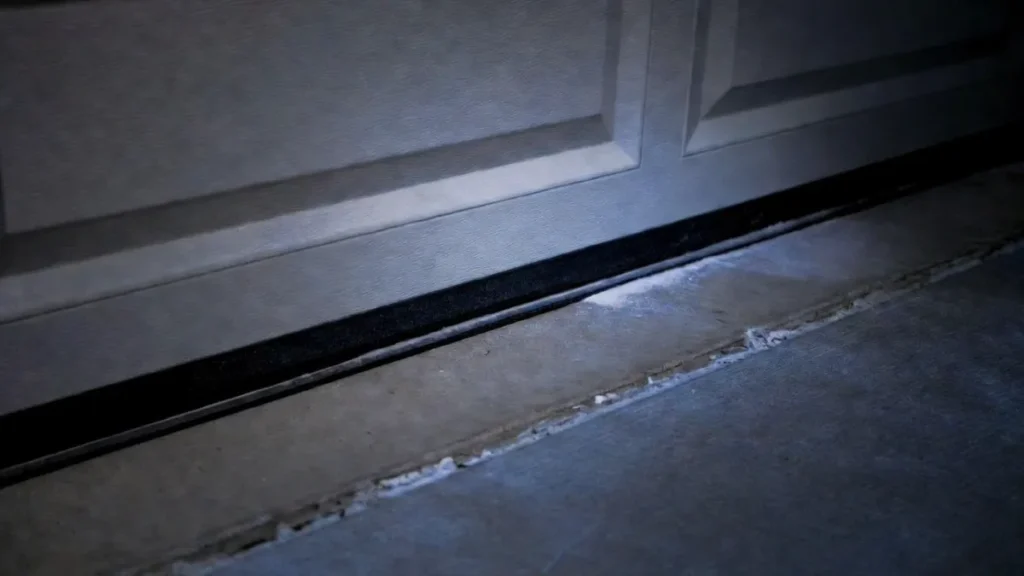 ice or debris at garage door threshold causing resistance