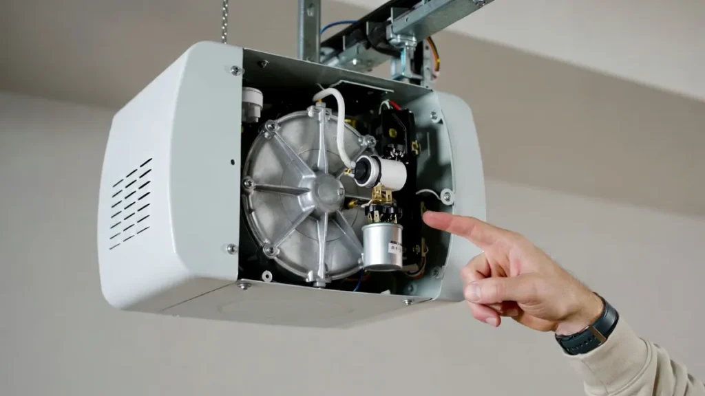 garage door opener capacitor failure symptom clicking but not opening