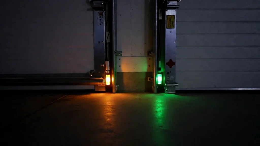 check garage door safety sensor lights at night