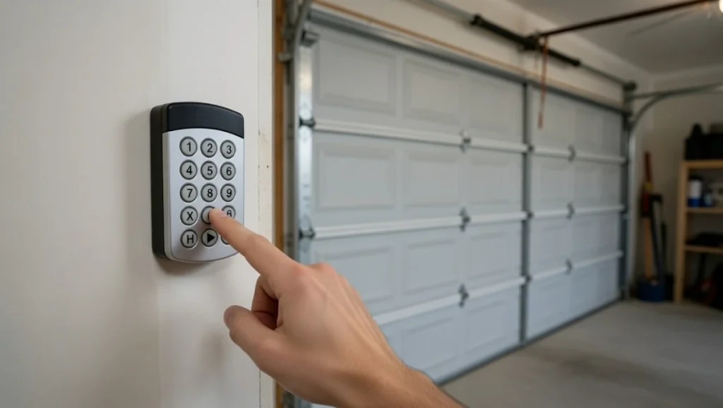 testing garage door wall button to confirm opener works