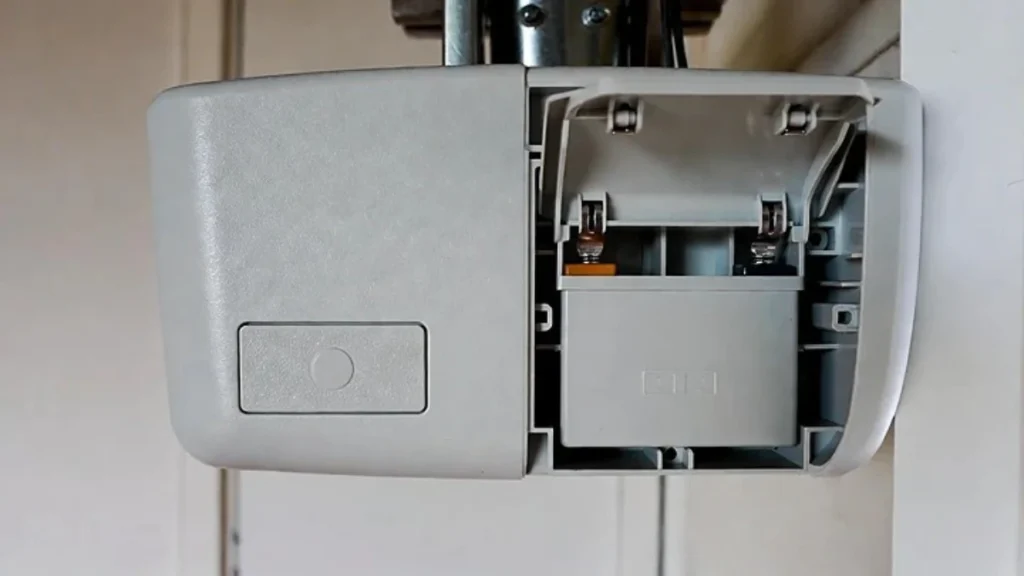 garage door opener battery backup compartment warning