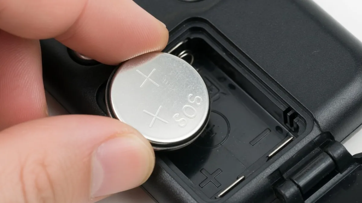  checking correct battery installation in garage remote