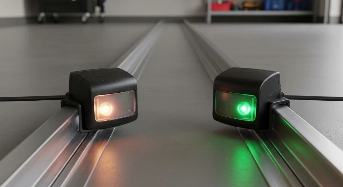 failing garage door safety sensor causing random flickering