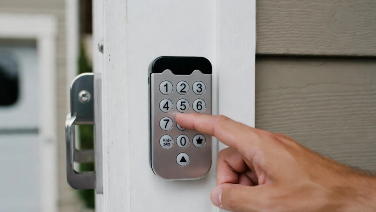 hanging garage keypad PIN for security