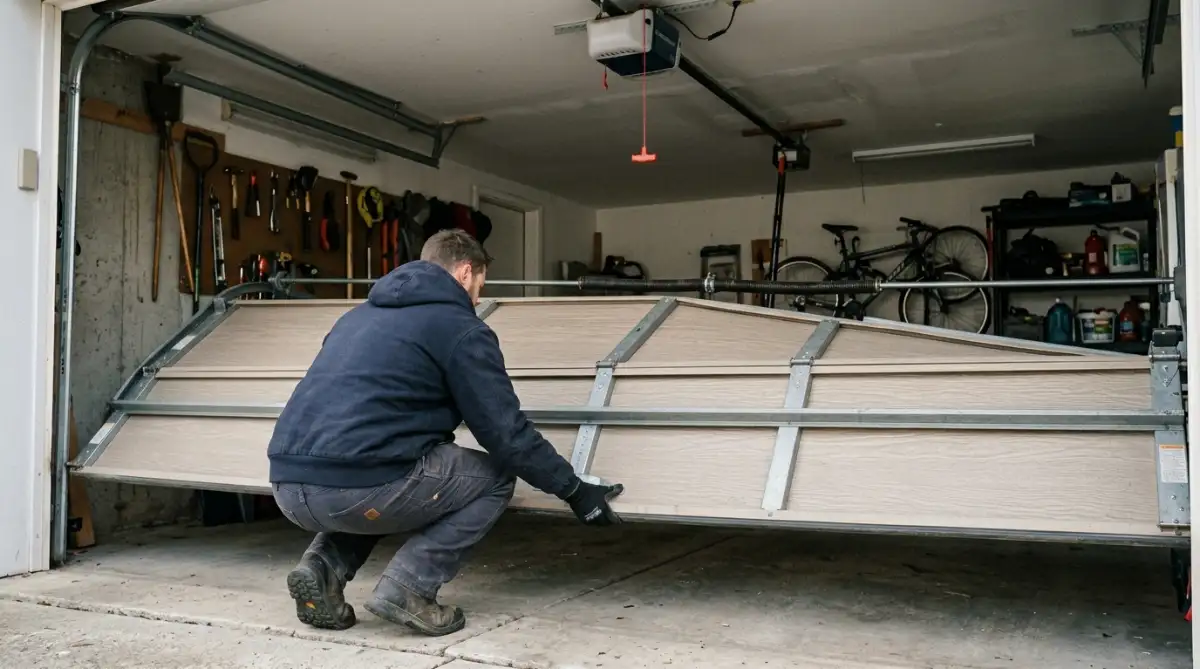manual lift test to check if garage door is heavy
