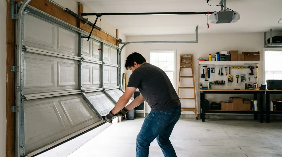 manual lift test to check if garage door is heavy