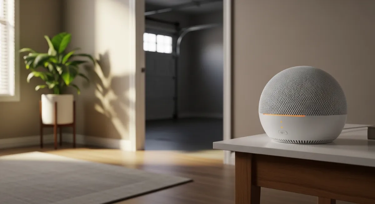  mesh node placed near garage wall inside house