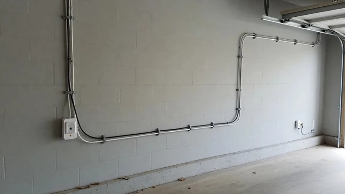 garage door sensor wire path along wall and track