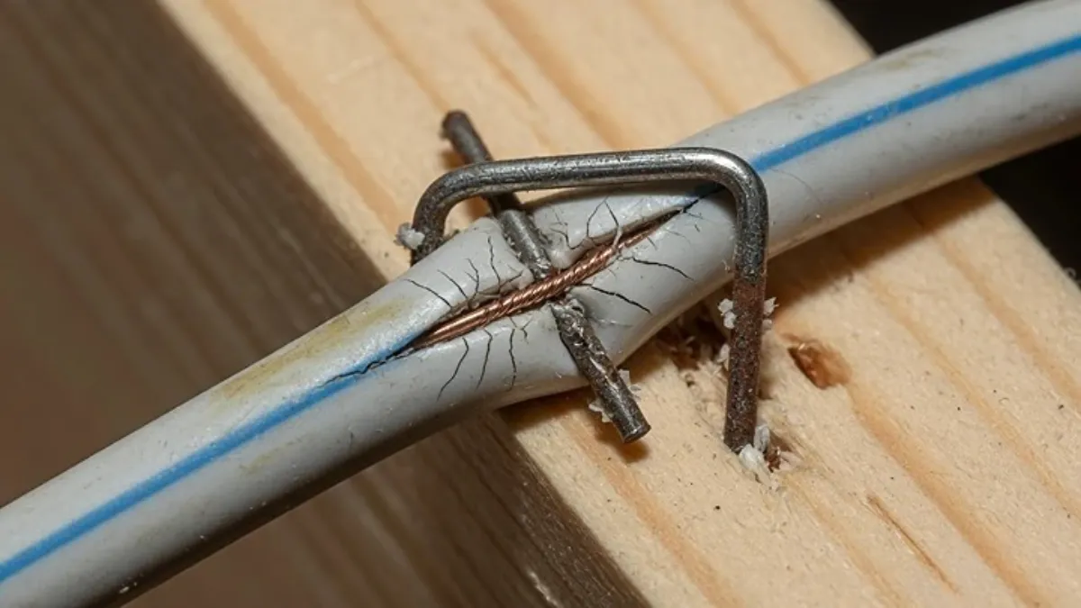  staple damage on garage door sensor wire