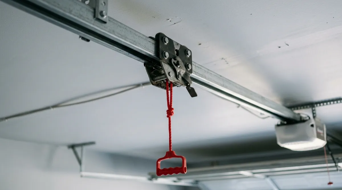 garage door opener trolley and emergency release cord check